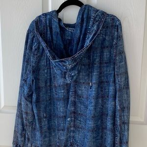 Skies Are Blue Hoodie Jean Jacket Top Hood Full Zip XSmall